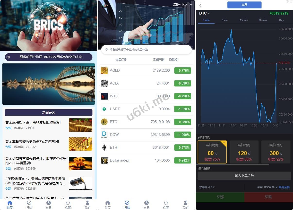 全新UI多语言微盘秒合约优化修复版/虚拟货币交易/余利宝理财